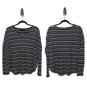 Urban Outfitters Out From Under Striped Oversized Button Down Henley Top